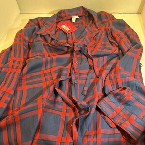 Isabel Maternity by Ingrid & Isabel Red and Blue Plaid Shirt